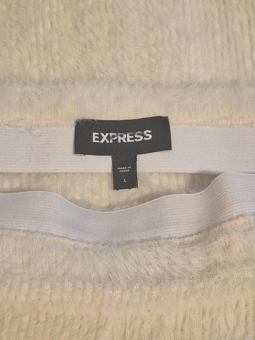 Express Fuzzy Fur Midi Ivory Pencil Skirt Sz L